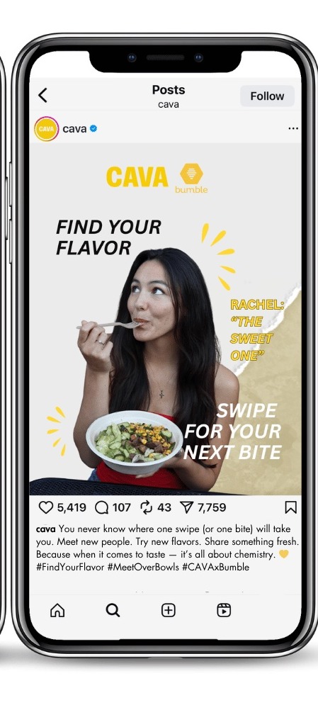 CAVA x Bumble Instagram ad — Rachel 