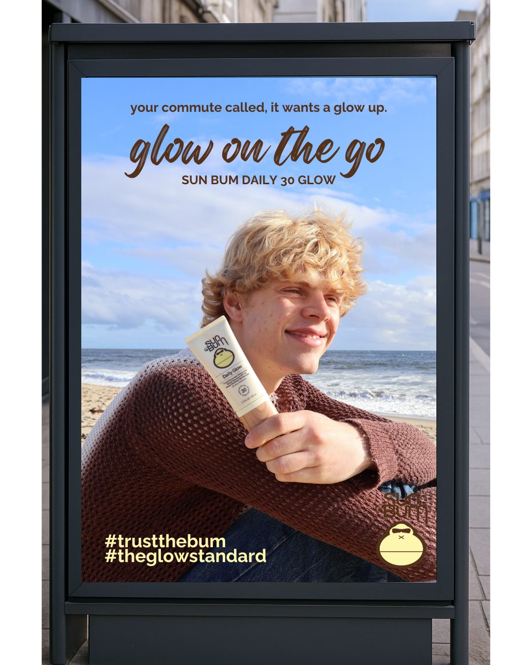 Sun Bum Daily 30 Glow bus shelter poster