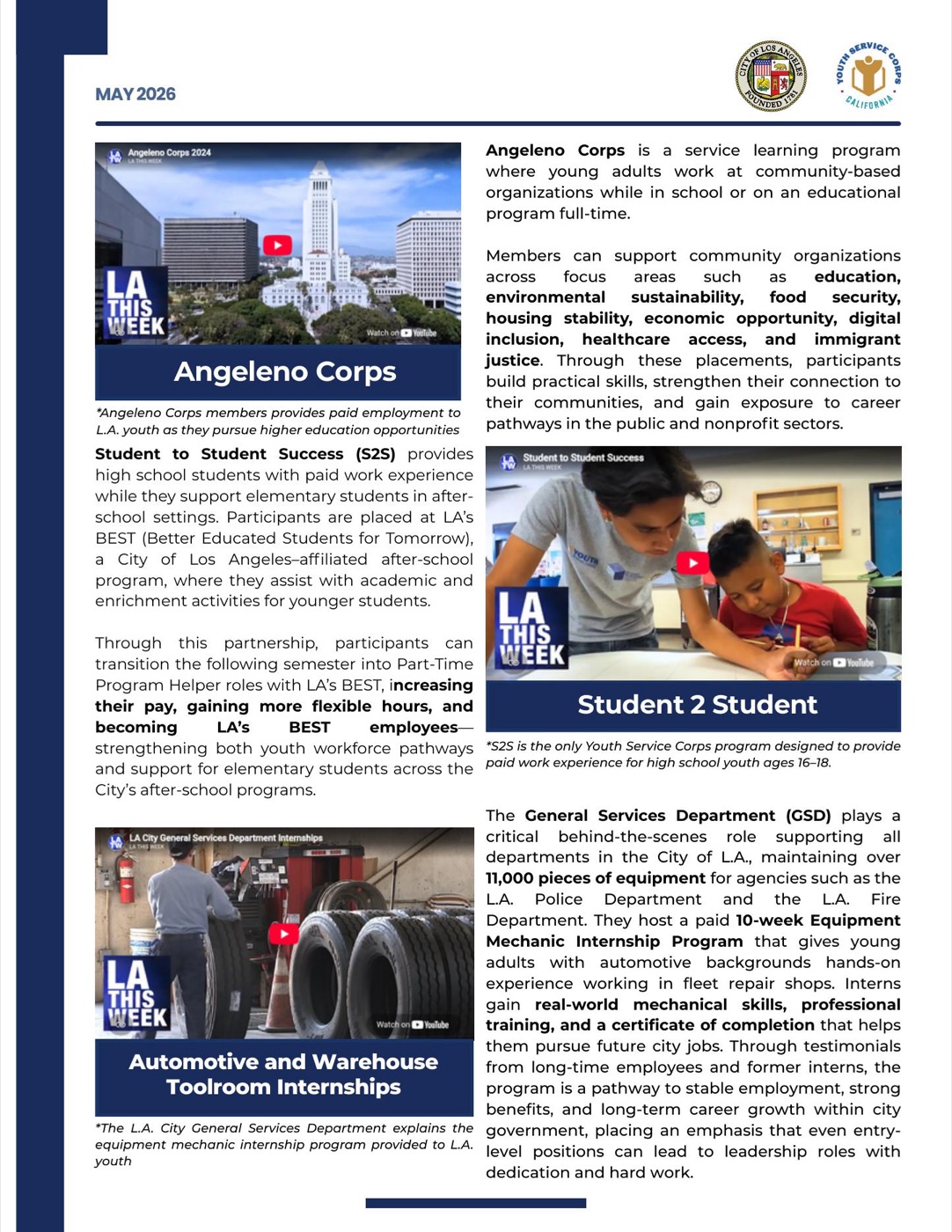 Slide 8: Program Highlights: Angeleno Corps & Student to Student Success