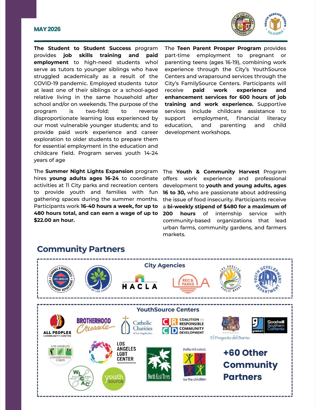 Slide 11: Program Descriptions & Community Partners