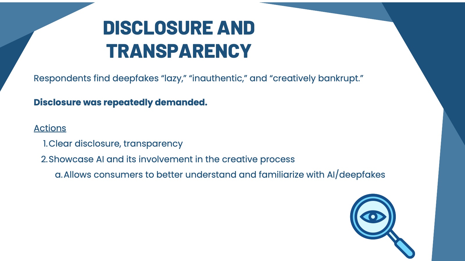 Slide 17: Recommendation — disclosure and transparency